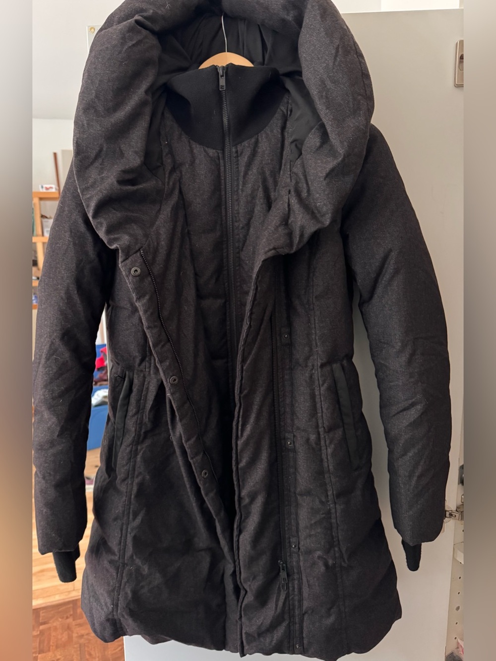 Soia & Kyo CAMELIA XS Down Coat Oversized Hood Lambskin Trim